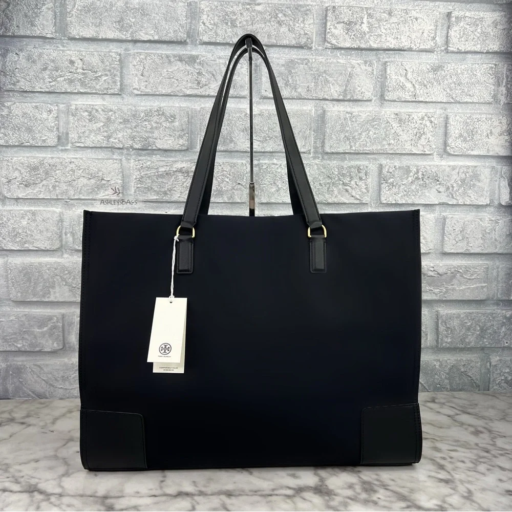 Tory Burch Large Ella Nylon Tote In Black - Picture 2 of 9